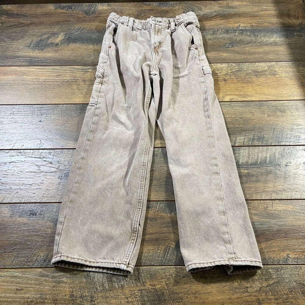 Old Navy Baggy Carpenter Jeans Brown Wide Leg Utility Pants Size 12 Kids Street